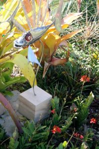 gardendrum pnixon rooftop raver fish sculpture