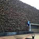 Maropeng rock wall feature - climbing my way up!