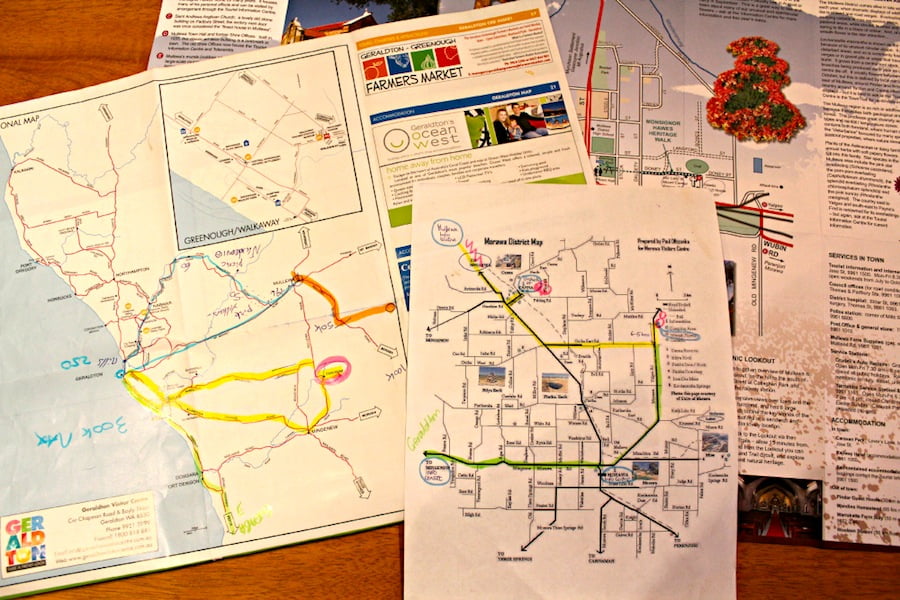 Geraldton maps covered with helpful fluoro pen