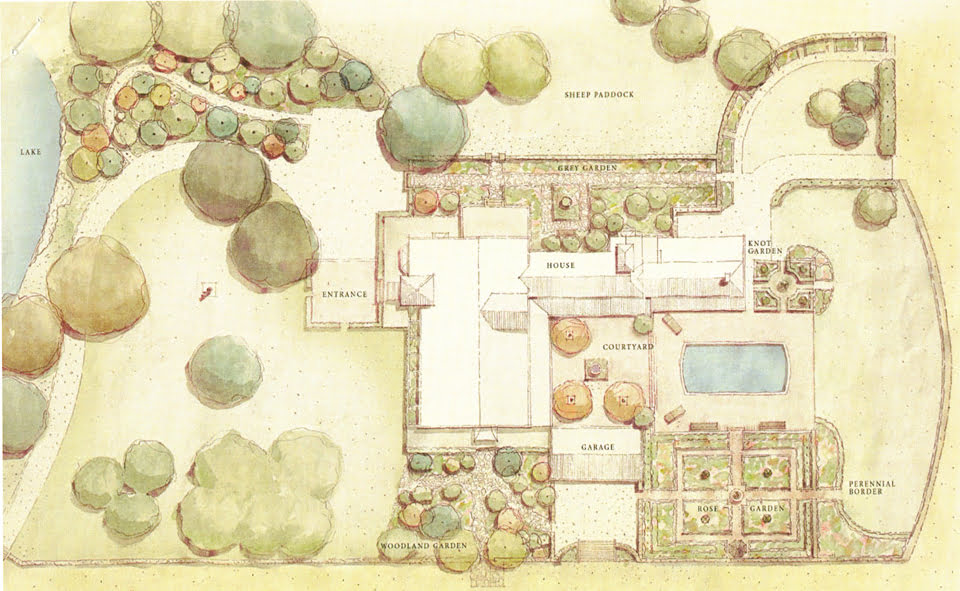 drawings and paintings such as this lovely Water colour Plan of Woomargama (NSW) are creative ways to record your garden. Image courtesy Margaret Darling AM, 1923 - 2010