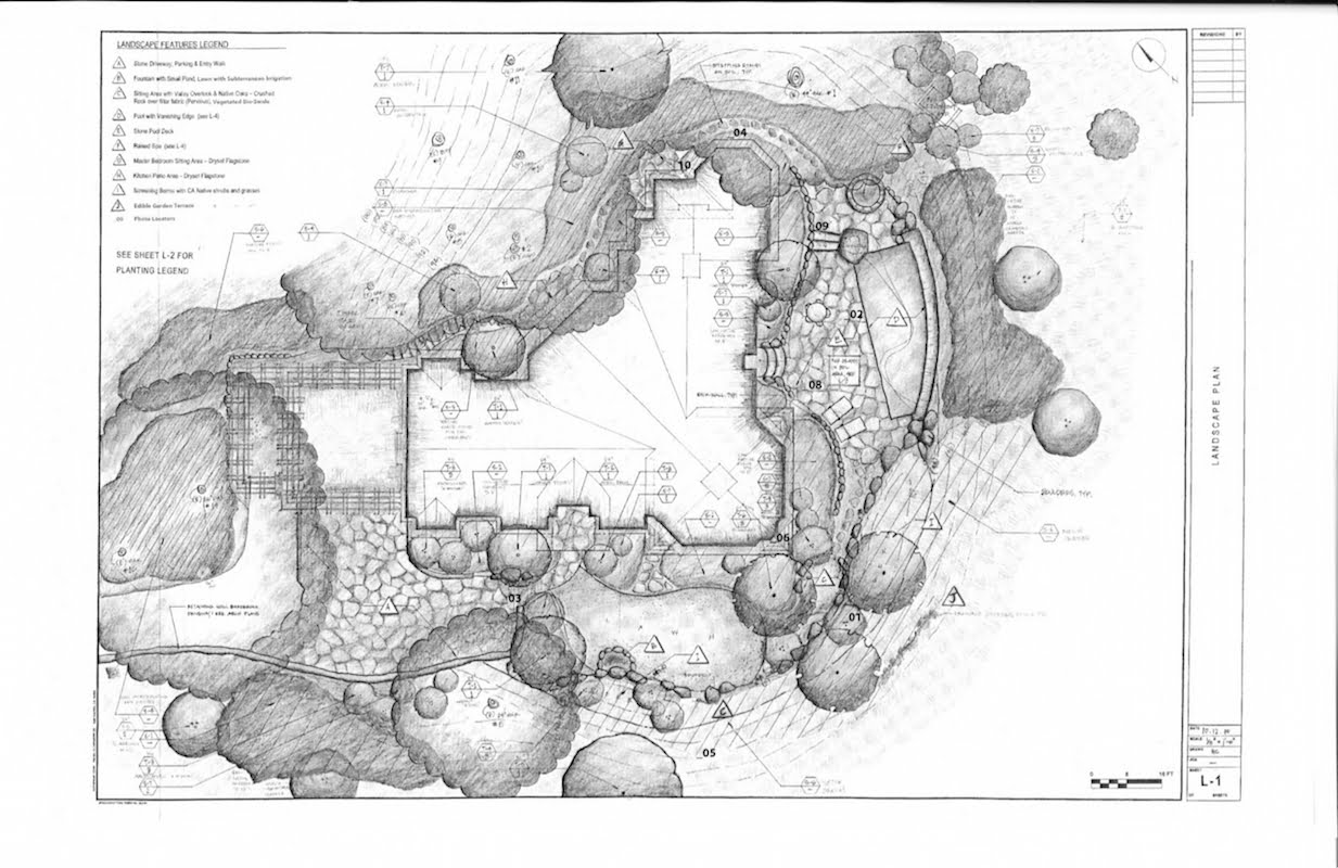 Landscape plan Reclamation of Native Oak Ridge, Design David Thorne LA, Oakland CA