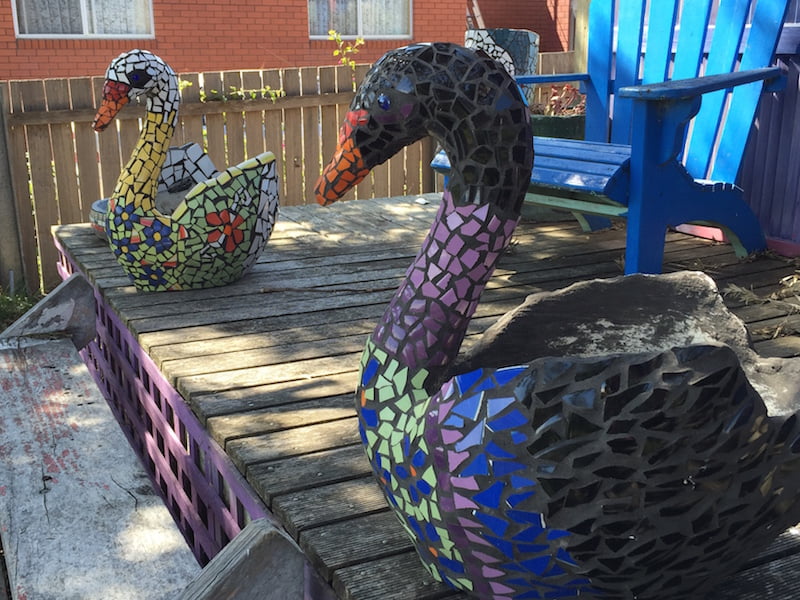 Kerry Howlett's mosaic swans