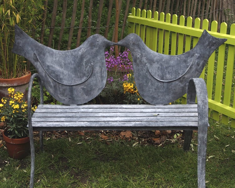 Galvanised steel bench by Christopher Lisney 
